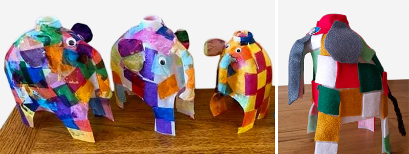 Activity outcome examples - Elephants on Parade! Patch Work Elmer Outcome Examples 800x301
