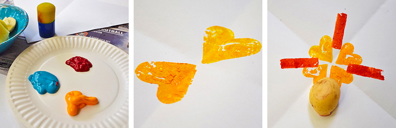 Step 4, 5 & 6: Getting your paint ready, printing one shape with one colour, then printing additional shapes with a new colour Upper Primary Printing Step 4-5-6