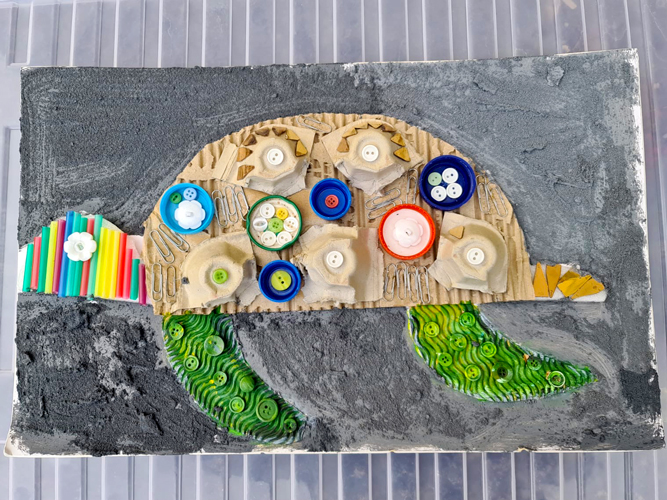 Extension Activity 1: Painting the Collage with Acrylic Paints Street Art Collage Extension Outcome 667x550